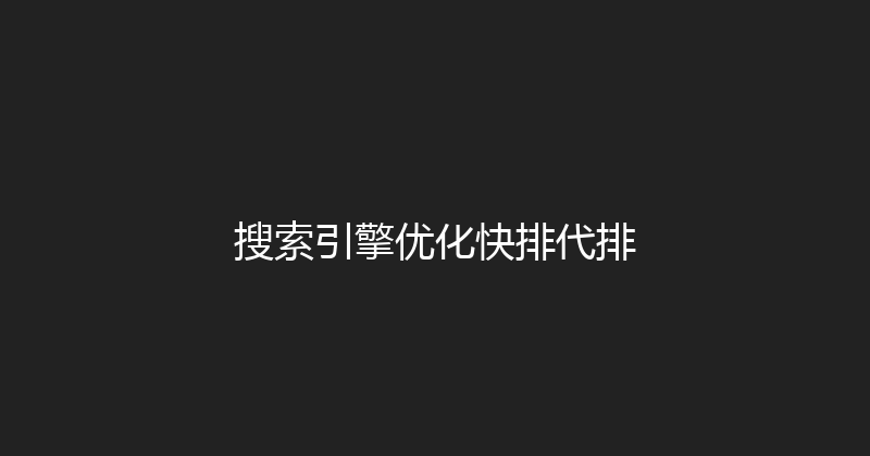 搜索引擎优化快排代排 封面图