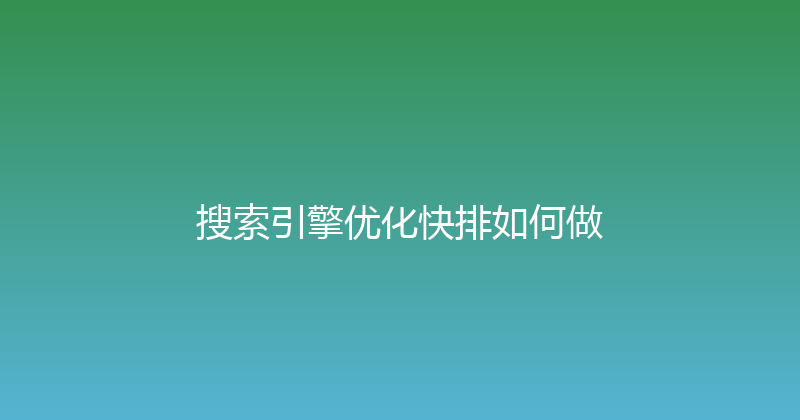 搜索引擎优化快排如何做 封面图