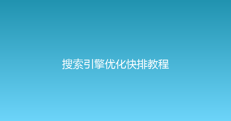 搜索引擎优化快排教程 封面图