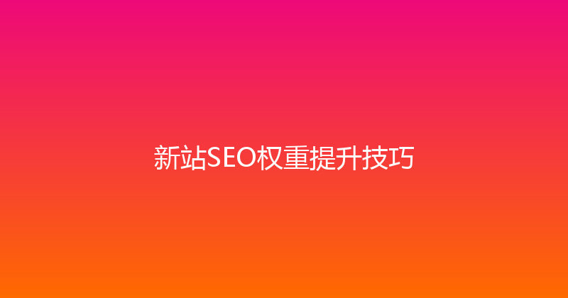 新站SEO权重提升技巧 封面图