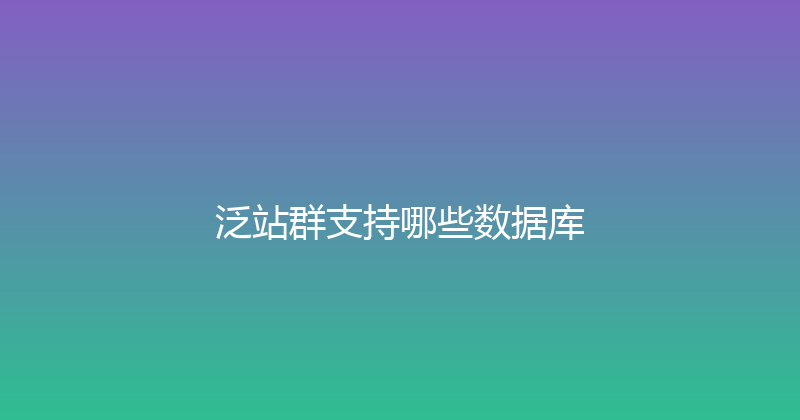 泛站群支持哪些数据库 封面图