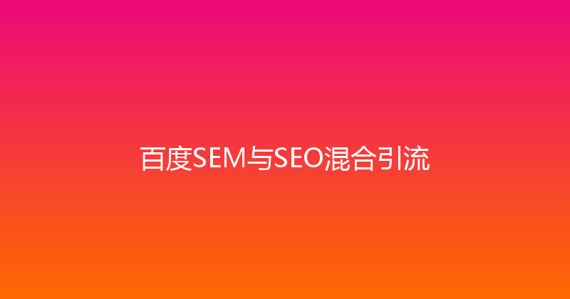百度SEM与SEO混合引流 封面图