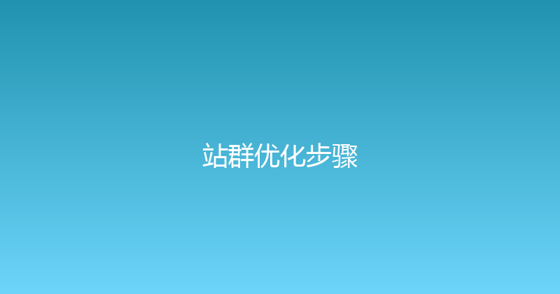 站群优化步骤 封面图