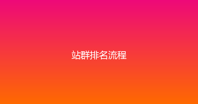 站群排名流程 封面图