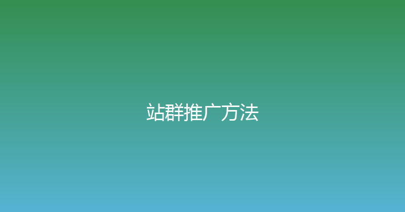 站群推广方法 封面图