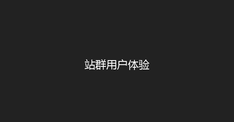 站群用户体验 封面图
