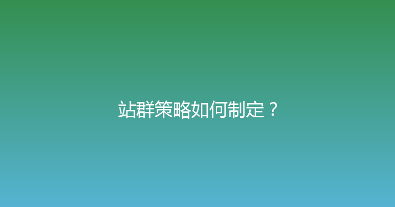 站群策略如何制定？ 封面图