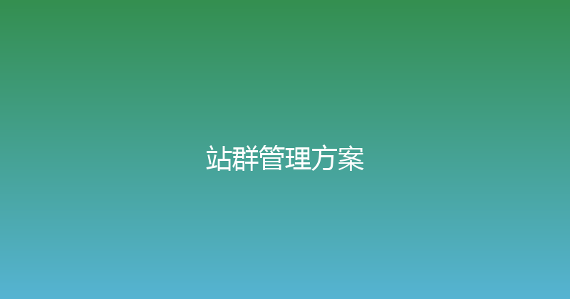 站群管理方案 封面图