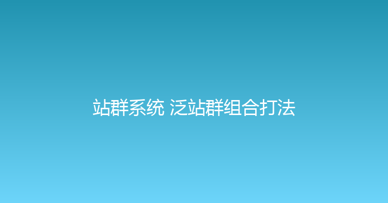 站群系统+泛站群组合打法 封面图