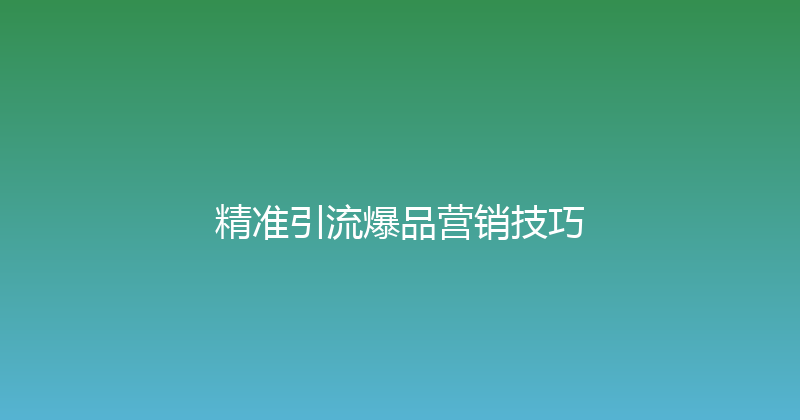 精准引流爆品营销技巧 封面图