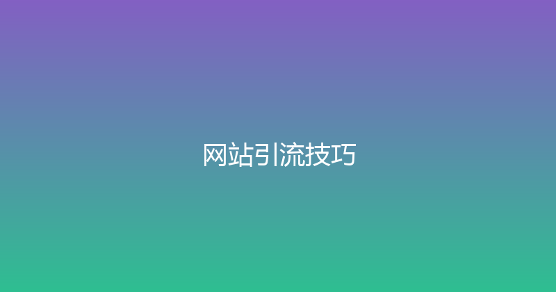 网站引流技巧 封面图