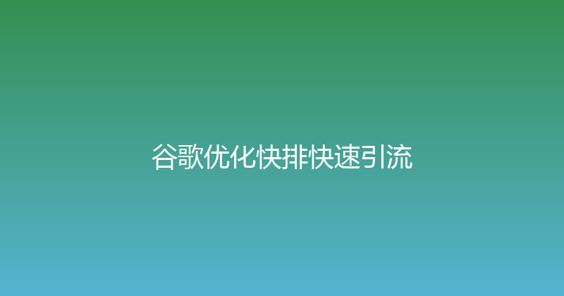 谷歌优化快排快速引流 封面图