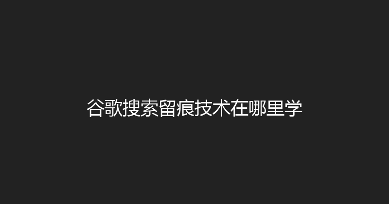 谷歌搜索留痕技术在哪里学 封面图