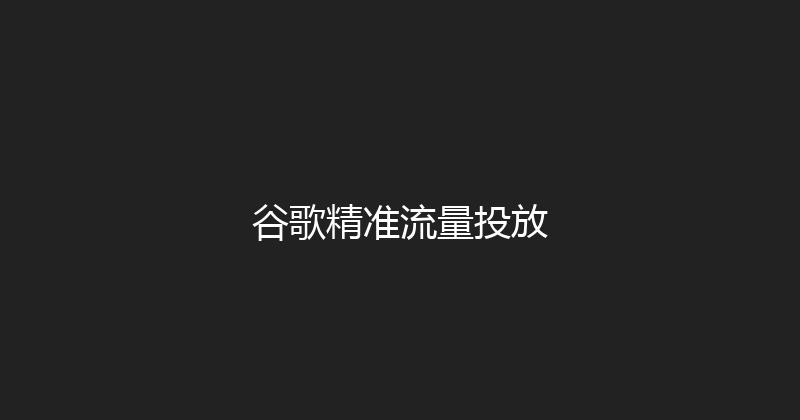 谷歌精准流量投放 封面图