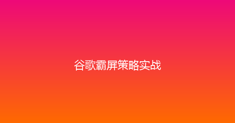 谷歌霸屏策略实战 封面图
