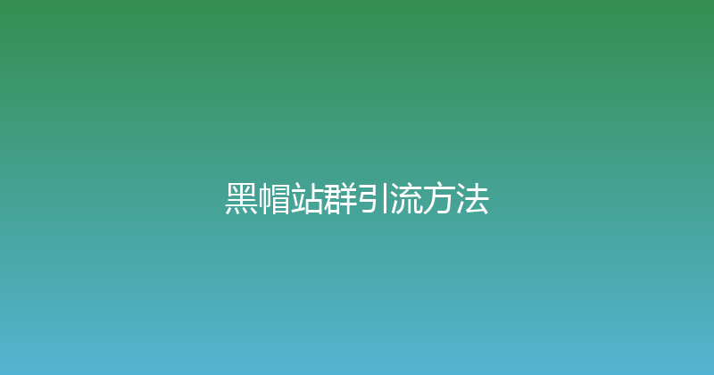 黑帽站群引流方法 封面图