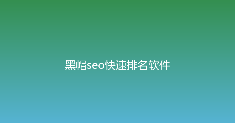 黑帽seo快速排名软件 封面图