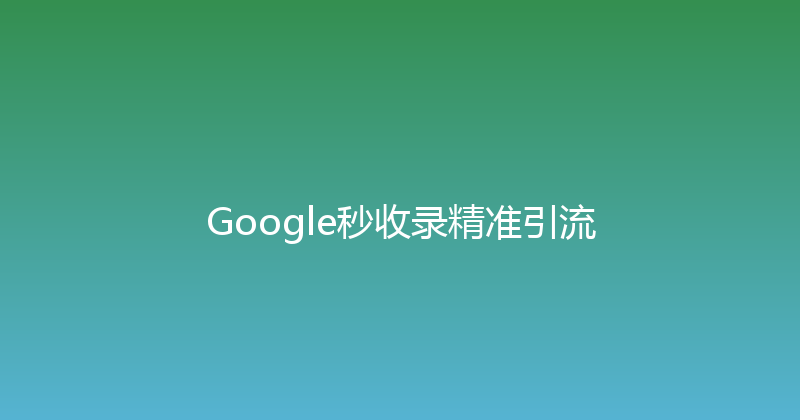 Google秒收录精准引流 封面图