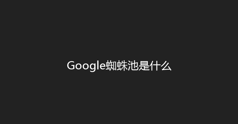 Google蜘蛛池是什么 封面图