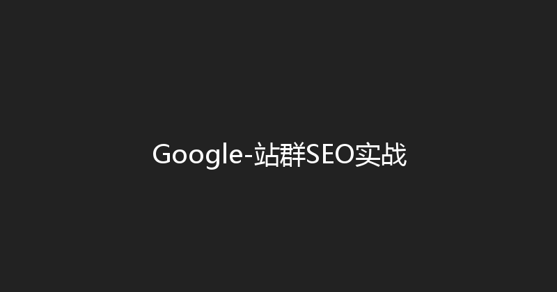 Google-站群SEO实战 封面图